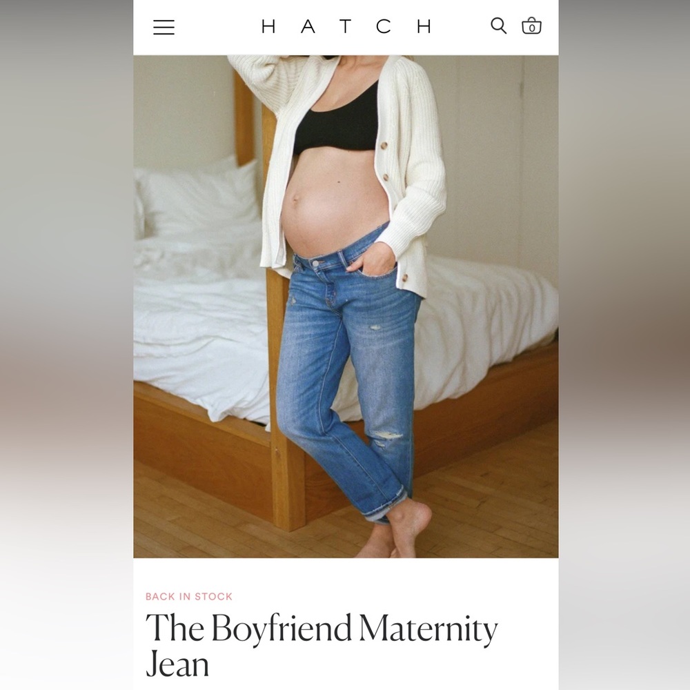 Hatch Maternity - The Boyfriend Maternity Jean. Destroyed light wash. Size 28.